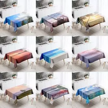 Пляжная зеленая растительная скатерть с пальмовым листом, водонепроницаемая прямоугольная кухонная скатерть с защитой от пятен, кухонный стол, украшение для дома 40x70cm