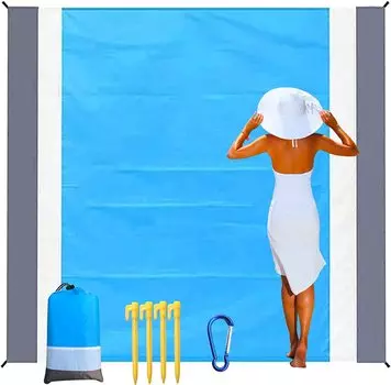 Пляжное одеяло 79 дюймов X 83 дюйма водонепроницаемый мягкий легкий прочный портативный коврик для песка семейный коврик для кемпинга, пикника, путешествий, кемпинга и пешего туризма 200cm x 210cm