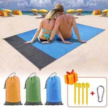 Пляжное одеяло, пескозащитный большой коврик для пикника, складной дизайн, многоразовый водонепроницаемый очень большой пляжный коврик L армия зеленый
