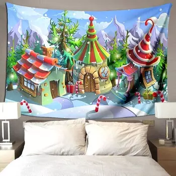 Пляжное одеяло, украшение для гостиной, фоновая ткань для спальни, Санта-Красная Шапочка, гном, милый гобелен, настенный висит 100x75cm