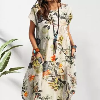 Пляжное платье с цветочным принтом, повседневная одежда, дышащее стильное женское летнее повседневное пляжное платье, женская одежда L пурпурно красный