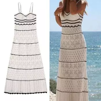Пляжное платье с крючком и цветочным узором для женщин, летнее модное платье-макси без рукавов, сексуальное миди-платье S