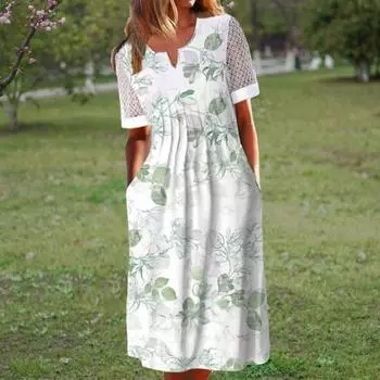 Пляжное платье с плиссированной талией, облегающее, универсальное, дышащее, очаровательное, с красивым узором в виде листьев, элегантная женская одежда XL белый