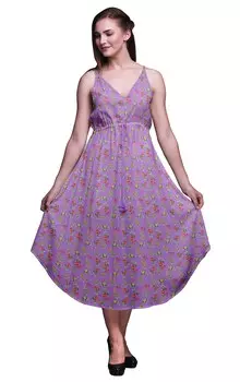 Пляжное пляжное платье миди на шнуровке с цветочным принтом Bimba Ladies Printed Midi Dress Large аметист