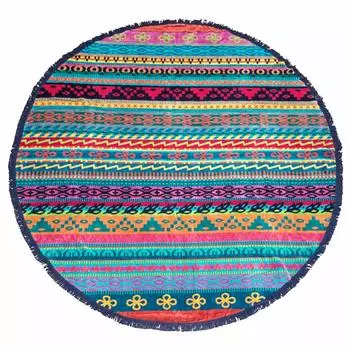 Пляжное полотенце JMA, круглое, большое, 185 см, хлопковое, компактное, стильное, сделано в Португалии, для отдыха на море, пляжа, кемпинга, круглое, жаккардовое, чехол для дивана, коврик