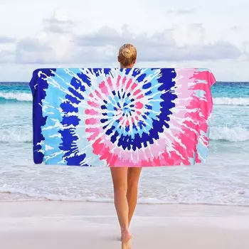 Пляжное полотенце Pknoclan большого размера 80 x цветное банное быстрое супер супер легкое для нагревания пляжное пляжное плавание вихревой узор 150 см, полотенце, сушильное, впитывающее,
