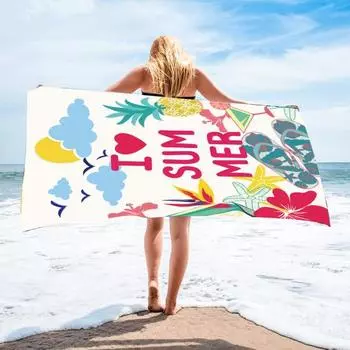 Пляжное полотенце Супермягкое без песка Прямоугольной формы с 3D-принтом из микрофибры Пляжное D
