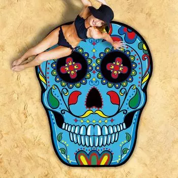 Пляжное полотенце в форме черепа, ультратонкое волокнистое полотенце, плотное и удобное летнее пляжное полотенце для отдыха, подушка для сиденья 150cm