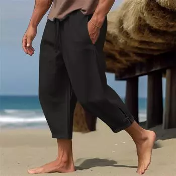 Пляжные брюки с разрезными манжетами для удобных и дышащих повседневных брюк L чёрный