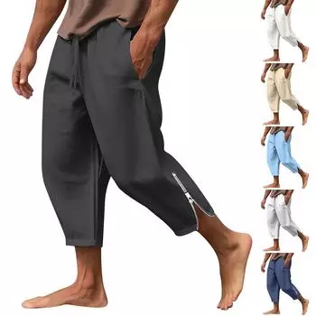 Пляжные брюки с разрезными манжетами для удобных и дышащих повседневных брюк L чёрный