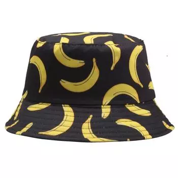 Пляжные кепки с фруктовым принтом, анти-УФ-панама, двусторонняя бамбуковая шляпа, рыбацкая шляпа, альпинистские шапки