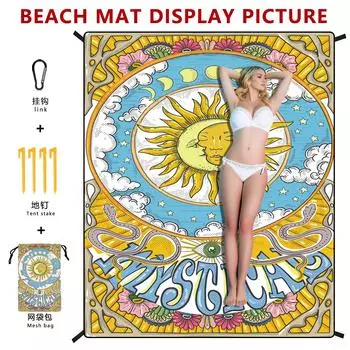 Пляжные коврики Sun God Коврики для пикника на открытом воздухе Кемпинговые одеяла Быстросохнущие Влагостойкие коврики с защитой от брызг 180*220
