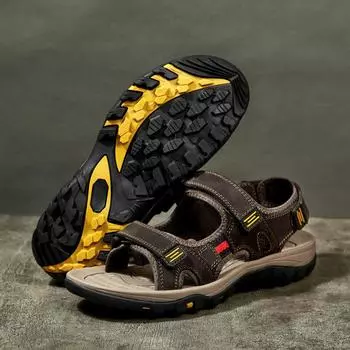 Пляжные кожаные сандалии высокого качества для пар, мужская летняя повседневная обувь, мужские удобные непромокаемые сандалии для женщин, уличная обувь 38