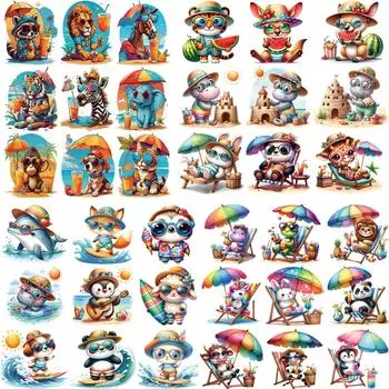 Пляжные нашивки с животными на одежде, наклейки с ленивыми животными, новые наклейки для теплопередачи своими руками, моющиеся аксессуары для одежды, милые нашивки с животными