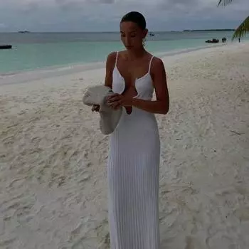 Пляжные платья с волнистым краем, нестандартное трикотажное платье с V-образным вырезом, шикарное праздничное платье с V-образным вырезом L чёрный