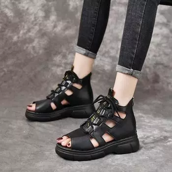 Пляжные повседневные босоножки с открытым носком 35 чёрный