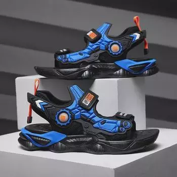 Пляжные сандалии Cartoon Mecha для мальчиков 2024 года с двойной застежкой-липучкой Size 39