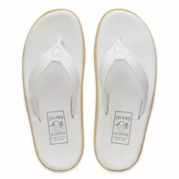 Пляжные сандалии из кожи унисекс от Hawaii PT202 WHITE US10 [Island Slippers] (28,0 см) [Использовал] белый