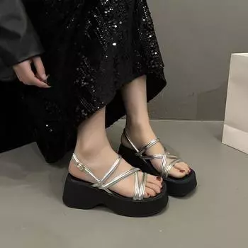 Пляжные сандалии с каблуком «рыбий рот» 35