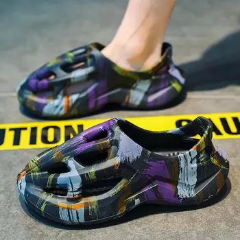 Пляжные сандалии унисекс EVA Женщины Мужчины Полые садовые туфли Окрашенные в галстук дизайнерские тапочки с отверстиями Кроссовки Водная обувь Слипоны из пенопласта Бегунки 36