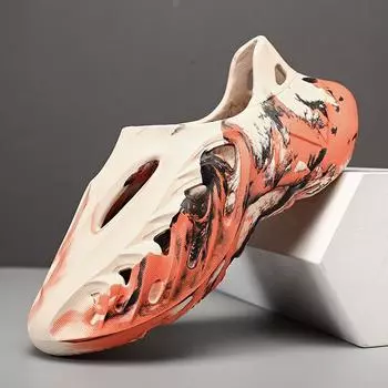 Пляжные сандалии унисекс из ЭВА для мужчин и женщин, полые садовые туфли, дизайнерские тапочки с дырками, кроссовки, водная обувь, тапочки без застежек 40