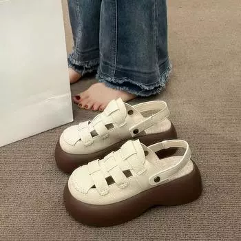 Пляжные сандалии в римском стиле на покатом каблуке 35