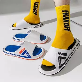 Пляжные тапочки для улицы, тапочки для пар из ПВХ, летняя мужская обувь, плоские нескользящие сандалии для ванной, модная новинка, мужские шлепанцы 2024 EUR 36-37 чёрный