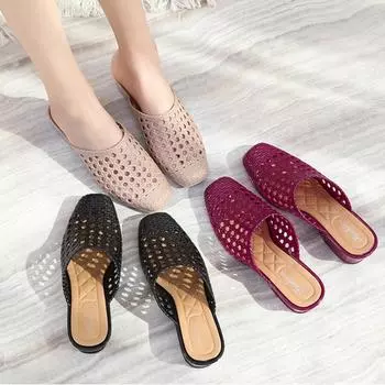 Пляжные тапочки для женщин, для ношения на улице, Baotou для женщин летом, модные туфли на среднем каблуке, увеличивающие рост для улицы, толстые женские сандалии, нескользящие 40 чёрный