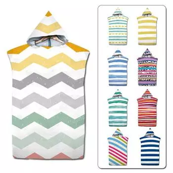 Пляжный халат для детей и взрослых, банное полотенце, быстросохнущий банный халат-пончо с капюшоном, полотенце ES