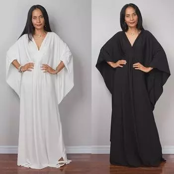 «Пляжный халат из однотонной ткани»: Женское длинное свободное бикини и солнцезащитная верхняя одежда One Size