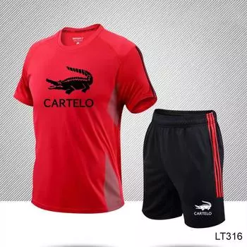 Пляжный комплект весна/лето 2024, влагоотводящая и быстросохнущая футболка для бега, шорты, спортивный комплект с принтом