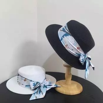 Пляжный отдых играть коралловый узел шляпа-ведро прилив лето небольшой свежий богемный ветрозащитный солнцезащитный соломенная шляпа M56-58cm белый