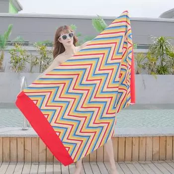 Пляжный отдых, пляжное полотенце для взрослых из ультратонкого волокна с принтом из полиэстера, мягкое и впитывающее большое банное полотенце 180*100cm