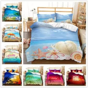 Пляжный отдых с принтом кокосовой пальмы Пододеяльник Пододеяльник Наволочка Комплект постельного белья Single 135x200cm