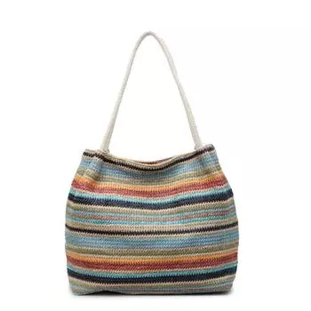 Пляжный отдых Соломенная плетеная сумка Женская большая вместимость Радужная сумка-тоут Дорожная сумка для поездок на работу