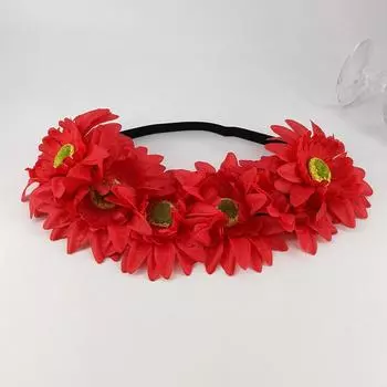 Пляжный подсолнух Эластичная повязка для волос Радужная модная повязка для волос Ручной работы Искусственный цветок Женский венок Радужный цвет Романтическая повязка на голову