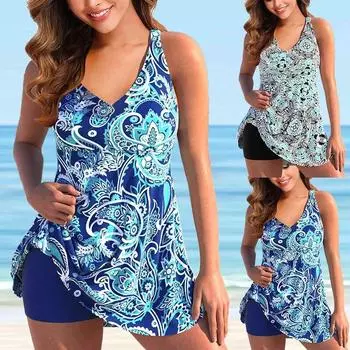 Пляжный повседневный трендовый комплект, летний женский купальник-бикини с высоким тонким узором, S-6XL S синий