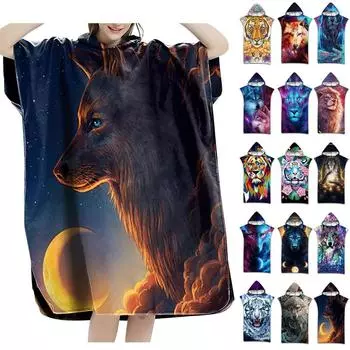 Пляжный солнцезащитный крем, сменная одежда, модное банное полотенце, халат с короткими рукавами и капюшоном, быстросохнущий сменный плащ, накидка W150cm/59.06 *H110cm/43.31