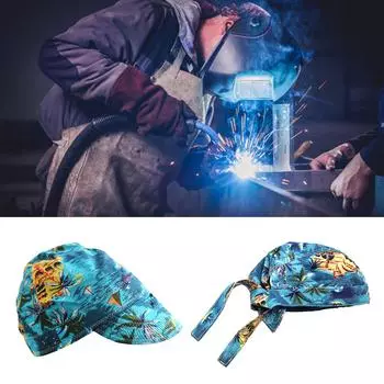 Пляжный узор, чистый хлопок, сварщик, шапка, регулируемая, впитывающая пот, дышащая, защита труда, пылезащитная кепка 1