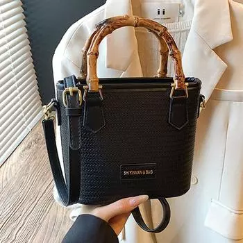 Пляжный ветер плетеная маленькая сумка женская новая летняя сумка через плечо, сумка-мессенджер, сумка-ведро, соломенная сумка чёрный