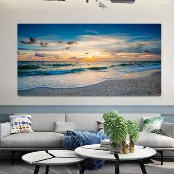 Пляжный закат, настенные художественные постеры, большой пейзаж, холст, картина, принт, скандинавское украшение стены, картина для домашнего декора 20x40cm