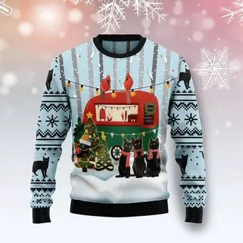 PLstar Cosmos Black Cat Love Camping 3D Printed Fashion Men s Ugly Christmas Sweater Autumn Unisex Casual Knitwear Sweater ZZM05 S