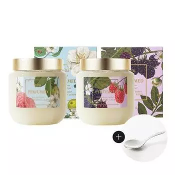 PLU Парфюмированный сахарный скраб для тела 500 г и набор серебряных ложек 2 шт. Botanical Berry