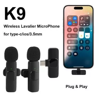 Plug And Play iPhone Android Phone Нагрудный воротник Стиль Мини-телефон Прямая трансляция программ Мини-комплект Bluetooth-микрофон Беспроводной микрофон Lighting 1Mic