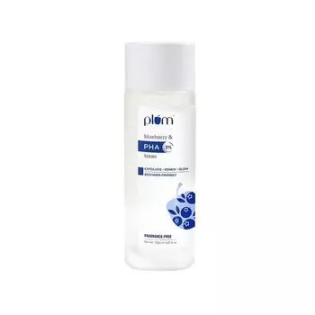 Plum 3% PHA Toner with Blueberry | Clears Breakouts & Acne | Fragrance-Free | 100% Vegan,Transparent