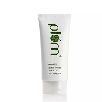 Plum Зеленый чай Нежный восстанавливающий скраб для лица | Удаление черных точек | Экстракты зеленого чая | Для жирной, склонной к акне кожи | 100% веганский продукт, без парабенов | 75 г