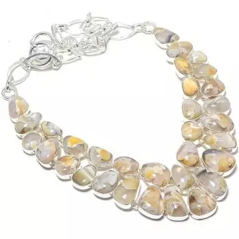 Ювелирные изделия из серебра 925 пробы с перистым агатом, 18 дюймов JCN484-142