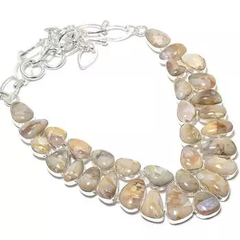 Ювелирные изделия из серебра 925 пробы с перистым агатом, 18 дюймов JCN484-97