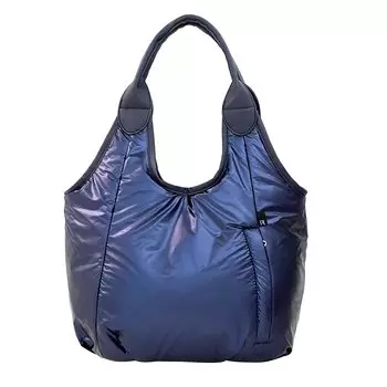 Plump Lightweight Vertical Tote Bag LT Round Shiny [Rootote] Women s (Navy)