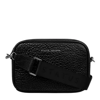 PLUNDER Наплечная сумка для кроссбоди для взрослых кожаная корейская кожа Черный Пузырь [Status Anxiety] (плетеный ремень) женщины, сумка, сумка, ремешок, коровья кожа, сумка,